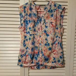 Sleeveless watercolor blouse